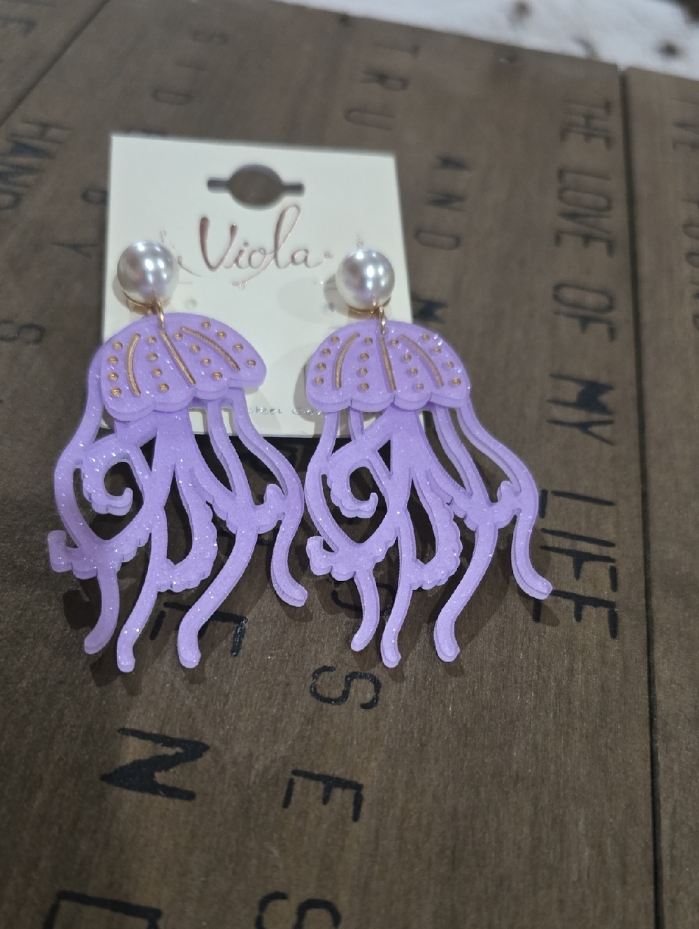Viola Lilac Jellyfish Dangle Earrings with Pearl Stud